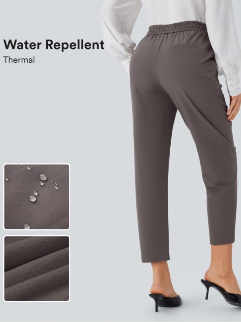HALARA Women's Gray Elastic-Waist Drawstring Sweatpants